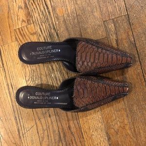 Donald J Pliner 6.5 Moira Snakeskin Mules Heels